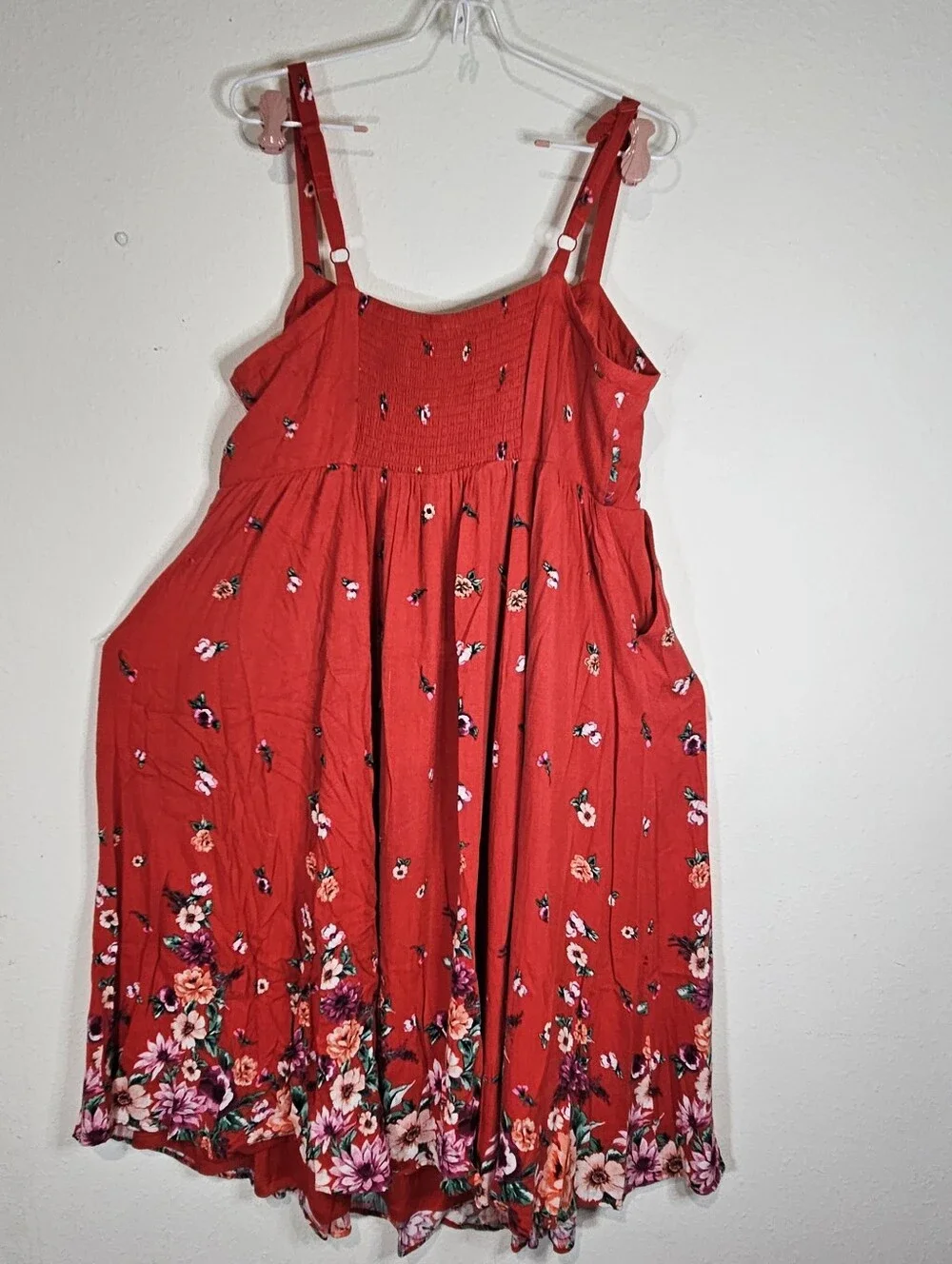 Torrid Women Floral Fit/Flare Dress Plus Size 1X Coral Midi Fairy Summer Travel - Picture 4 of 14